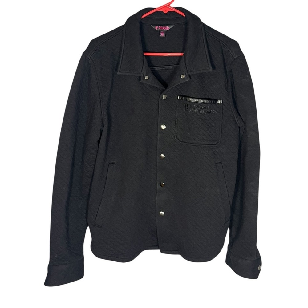 T Mobile Logo Employee Mens Quilted Snap Up Black Jacket Embroidered‎ S